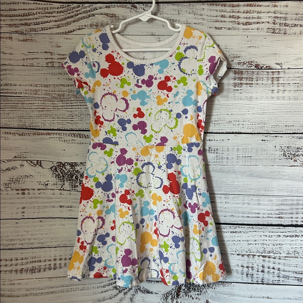 Disney parks girls Mickey Mouse paint splatter skater dress size small